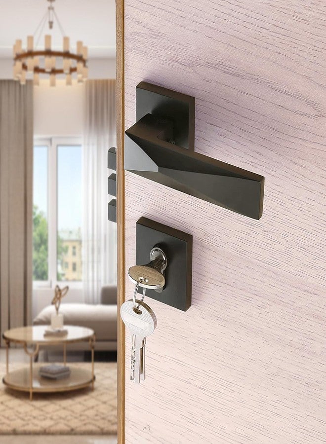 GOSAI Mortise Lock with 3 Computerized Keys - Stylish Matt Black Finish - Secure Handle Set for Home, Hotel & Bedroom Doors - Image 1